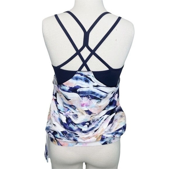 Athleta Vivid Tankini Top sz XS * Side Tie Strappy Shelf Bra Swimsuit Swim Blue - Picture 2 of 9